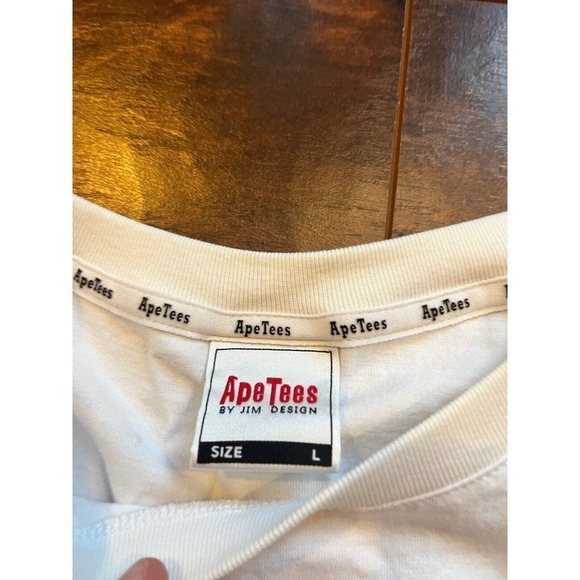 Ape Tees By Jim Design Short Sleeve White W/ Purple Wording Size Large - Picture 4 of 9